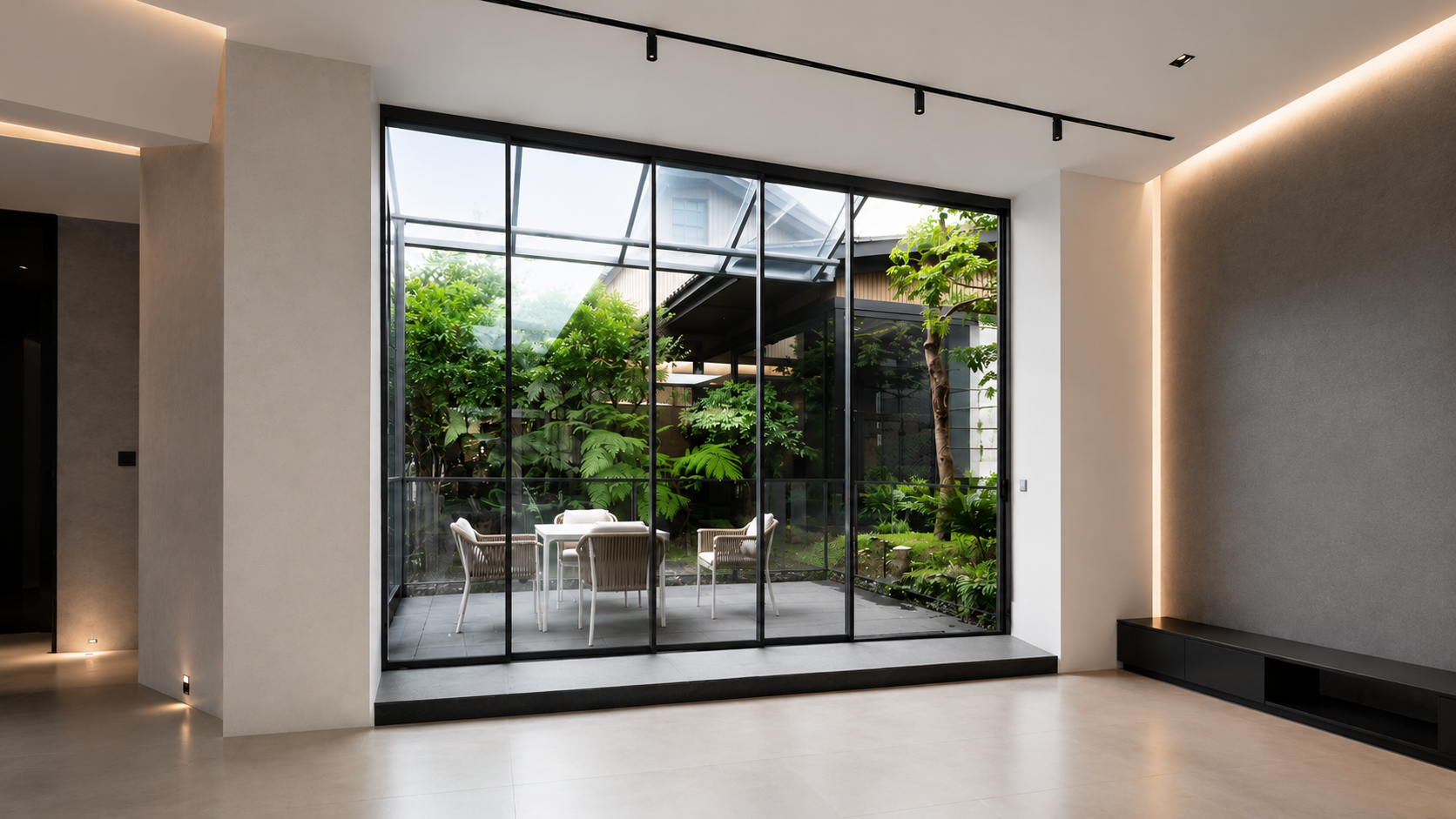 Sliding door product display corridor